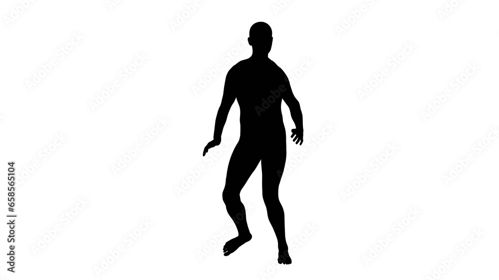 Silhouette of a beautiful young athletic man dancing, transparent background. 3d illustration (rendering). Silhouette of a beautiful young athletic man dancing, transparent background. 3d illustration (rendering).