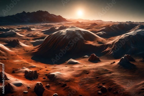 ﻿The ice on Mars' poles looks very beautiful when it bounces off the sunlight.. AI Generated