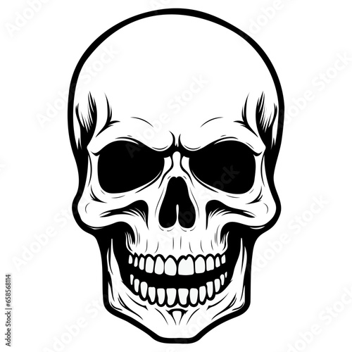 Human skull vector illustration. Halloween symbol of death, skeleton head, day of the dead.
