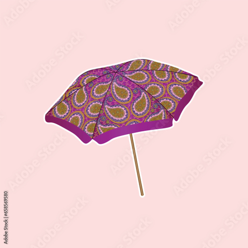 Wedding decorative umbrella Vector. Wedding decorations colorful theme mehndi decorations illustration. Traditional wedding decorative elements.