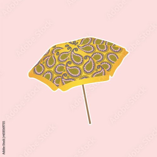 Wedding decorative umbrella Vector. Wedding decorations colorful theme mehndi decorations illustration. Traditional wedding decorative elements.