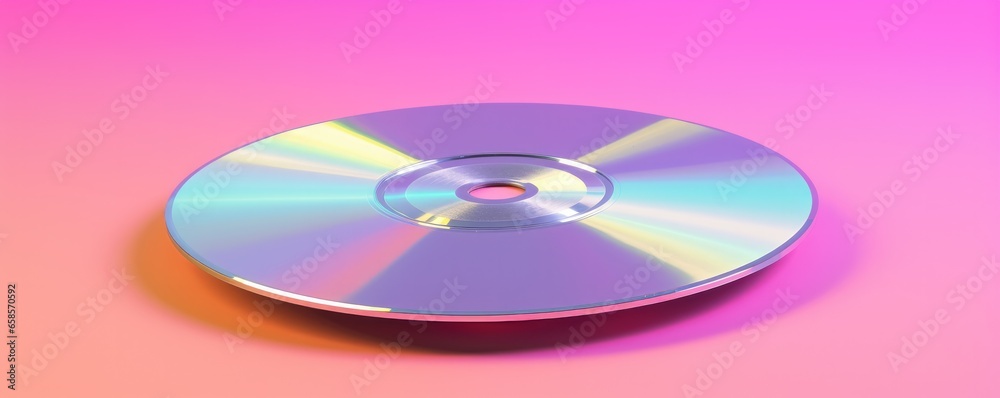 Gray CD on a colored background. Compact disc. Generative AI. Gray CD on a colored background. Compact disc. Generative AI.