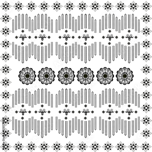 set of black and white flowers,florist and design for pattern of wallpaper
