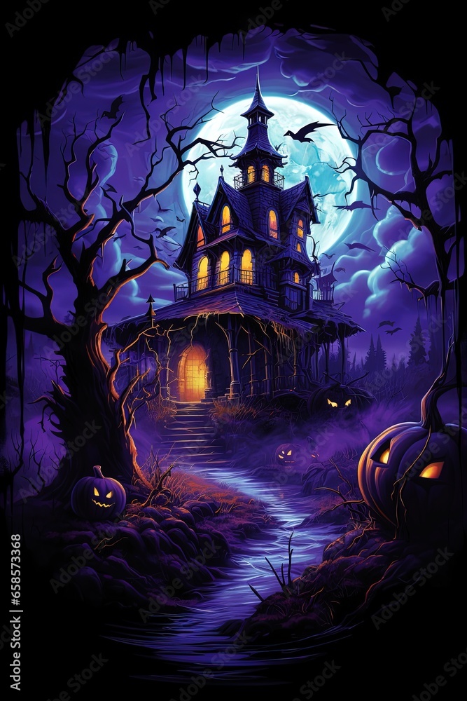 Halloween House Shirt: Realistic Fantasy Art