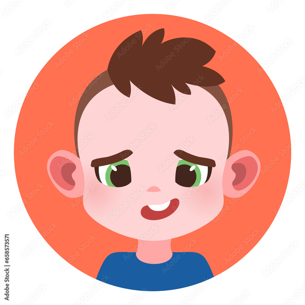Round kid avatar. Cute little boy portrait