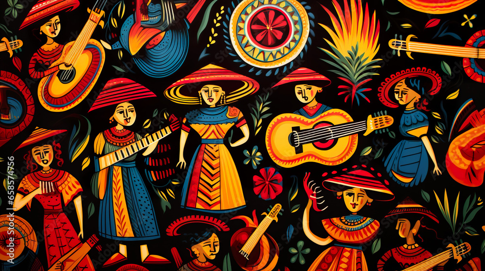 Traditional colorful Hispanic fabric