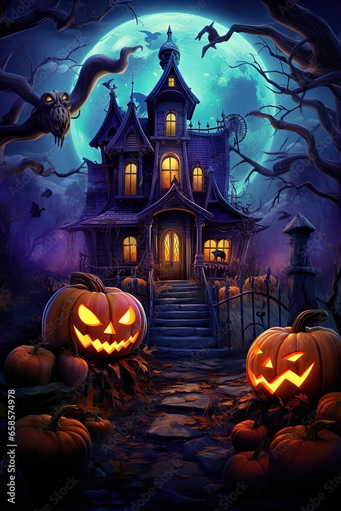 Fototapeta premium Halloween House Shirt: Realistic Fantasy Art