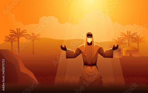 Papier peint Biblical vector illustration series, God makes covenant with Abraham, God promis