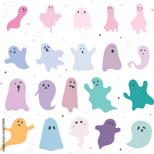 Vector of the colorful ghosts