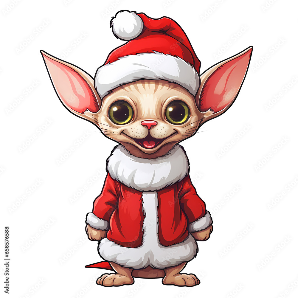 Cute Sphynx Cat Christmas Clipart Illustration Cute Sphynx Cat Christmas Clipart Illustration