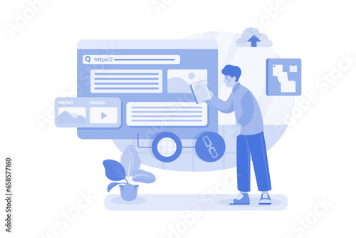 Link Building Illustration concept on white background