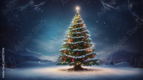 Illuminated Christmas tree with light bulbs