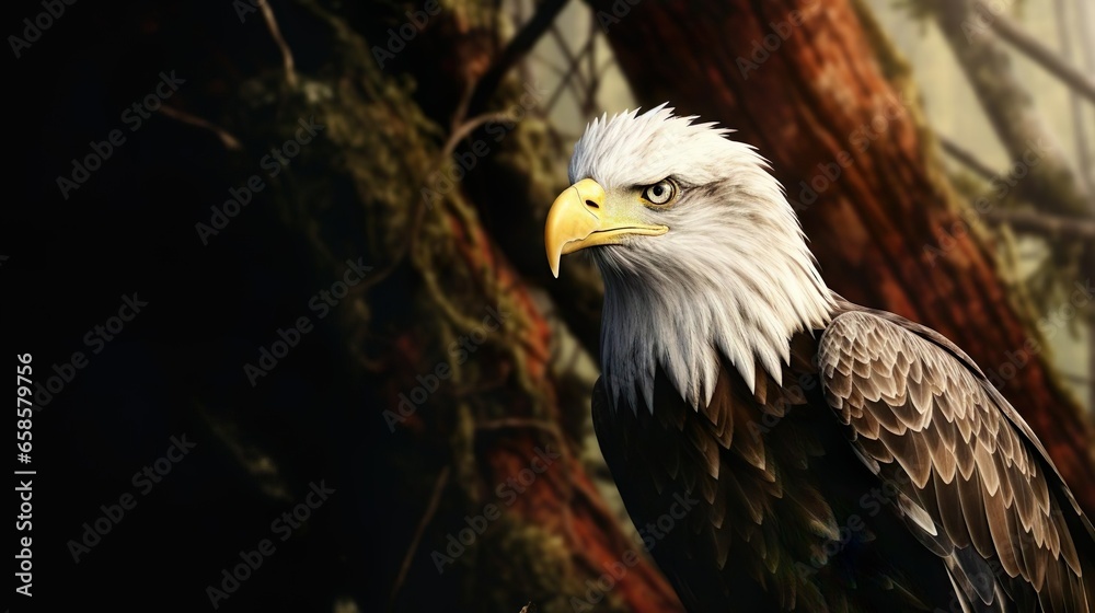 Obraz premium Bald Eagle preparing for hunt