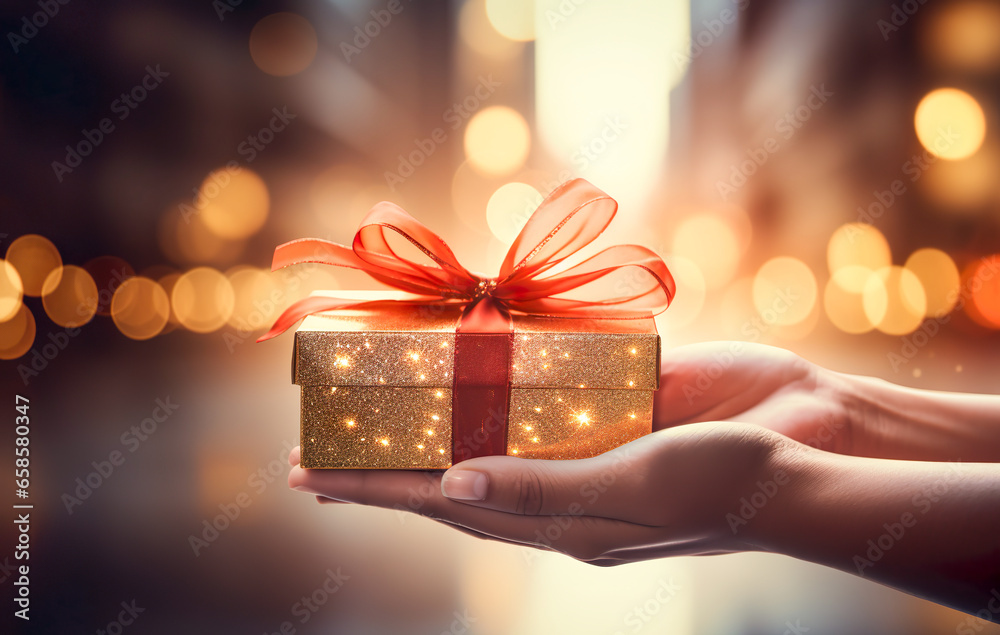 gift box in hand, for Christmas, for birthday gift box in hand, for Christmas, for birthday