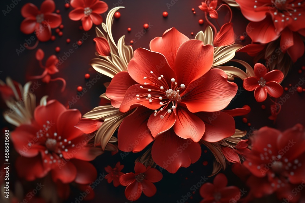red flowers on maroon background red flowers on maroon background