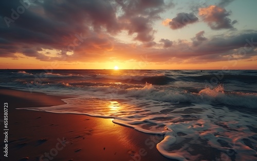 beautiful sunset over the ocean and beach