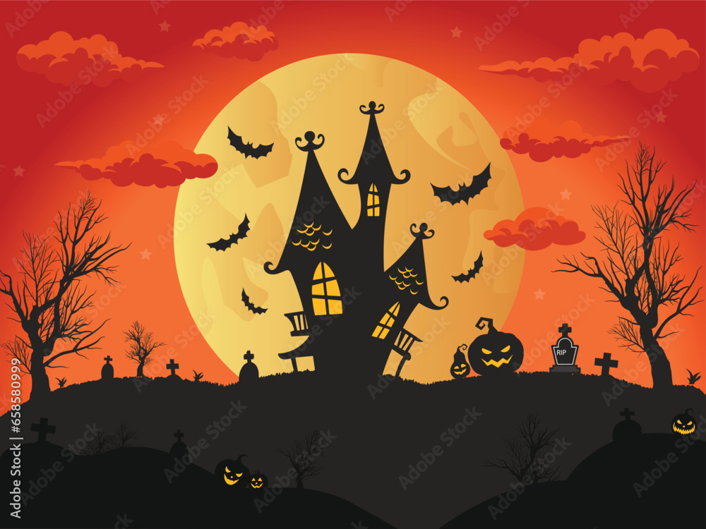 Helloween background template, Happy helloween poster, Helloween house design