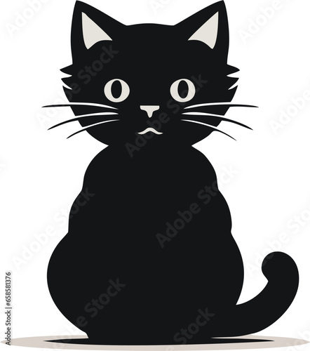 Cute kawaii cat. Funny clumsy kitten illustration. Vector graphic design for print