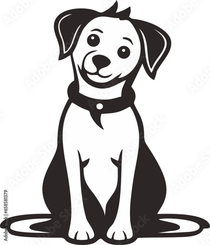 Vector black silhouette of a dog-puppy isolated on a white background.