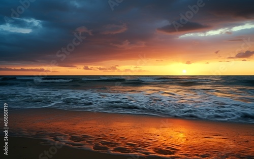 beautiful sunset over the ocean and beach