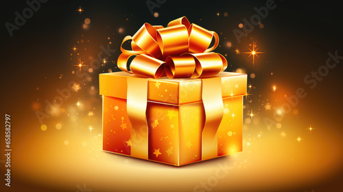 New Year's gold gift box white background vector