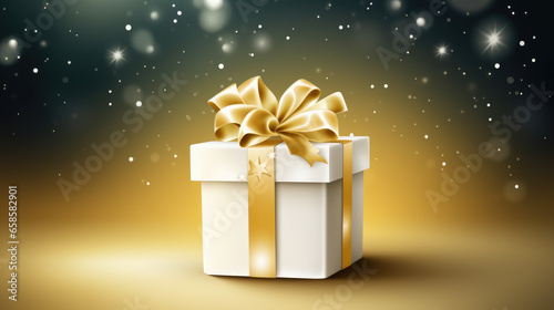 New Year's gold gift box white background vector © Kane-VIP