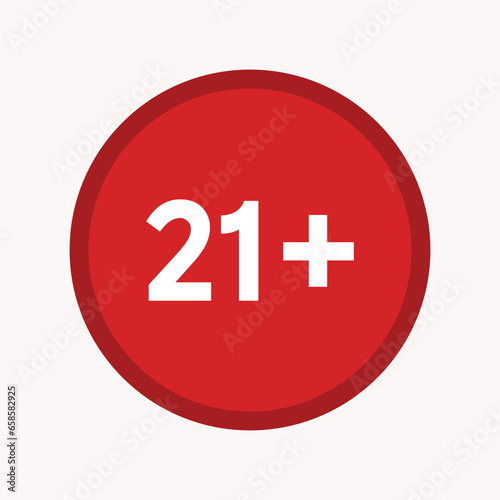 21+ Age Restriction Icon - Adult Content, Mature Audience, Alcohol and Gambling Restriction - Age Verification Required