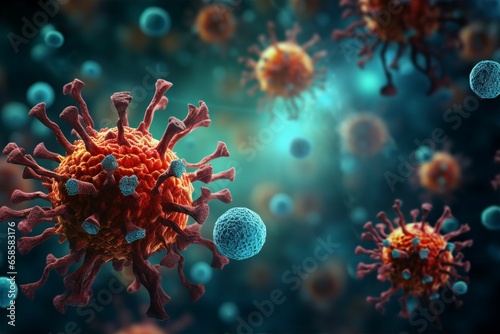 ウイルス・細菌・微生物・免疫システムのイメージ（COVID-19, コロナウイルス） © Maki_Japan