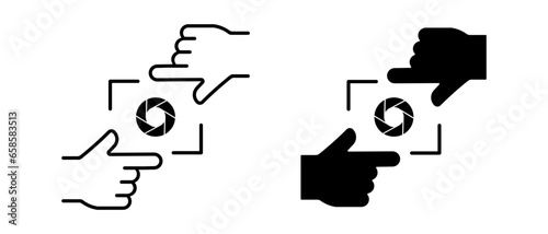 Photo camera icon vector set. Camera lens symbol