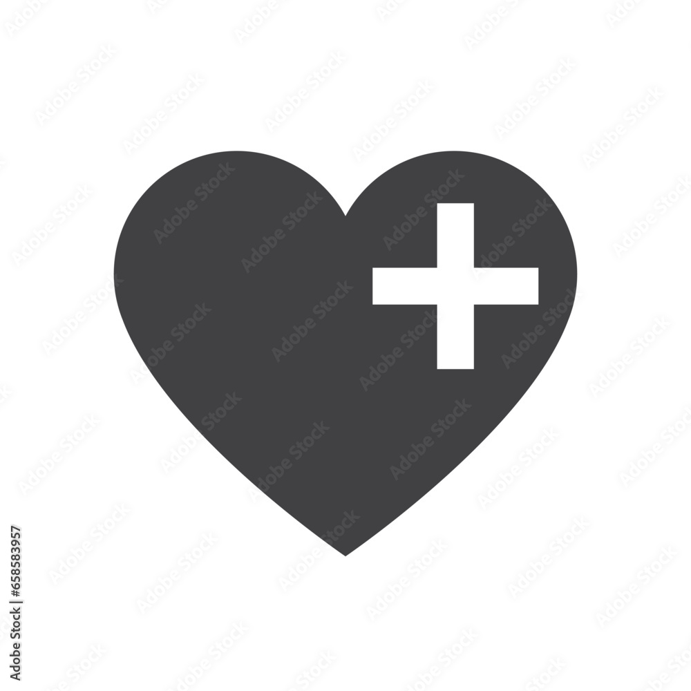 Heart icon simple silhouette flat style vector illustration. Heart icon simple silhouette flat style vector illustration.