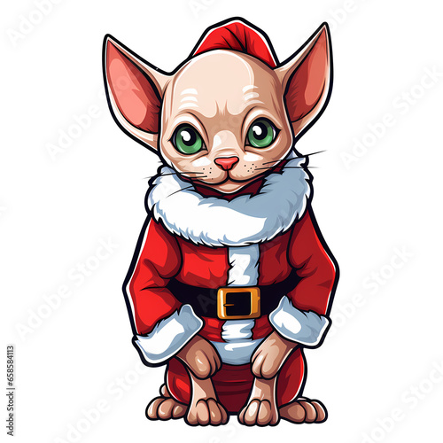 Cute Sphynx Cat Christmas Clipart Illustration © pisan