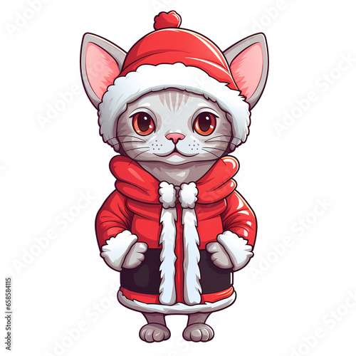 Cute Sphynx Cat Christmas Clipart Illustration