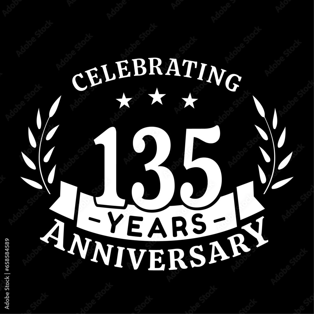 Naklejka premium 135th anniversary celebration design template. 135 years vector and illustration.