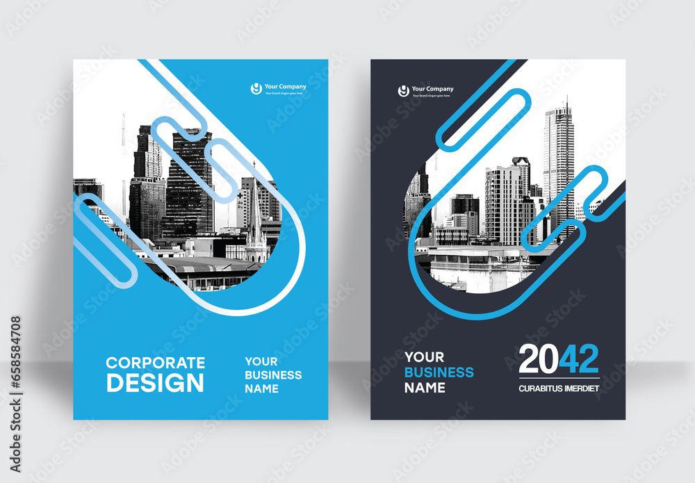 Blue and Black Book Cover Layout Stock Template | Adobe Stock