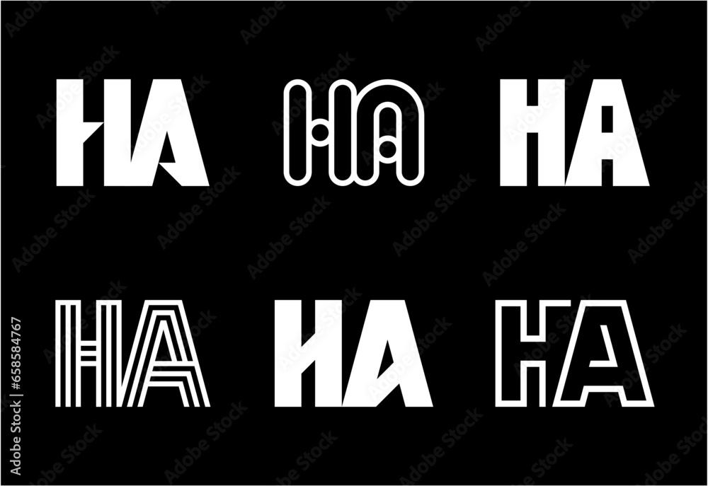 Set of letter HA logos. Abstract logos collection with letters. Geometrical abstract logos Set of letter HA logos. Abstract logos collection with letters. Geometrical abstract logos
