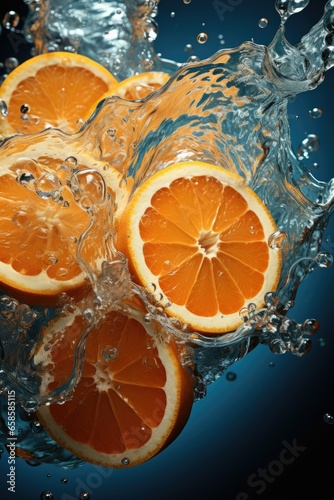 orange slices in water splash