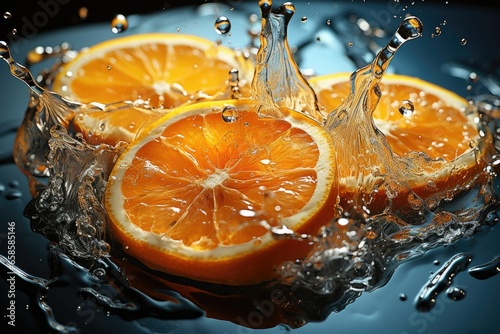 orange slices in water splash