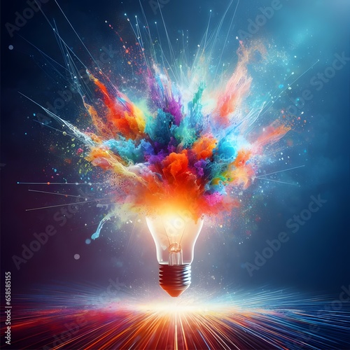 Illuminating Creativity: The Spectacular Burst of a Light Bulb Unleashes a Symphony of Fresh Ideas and Colorful Imagination