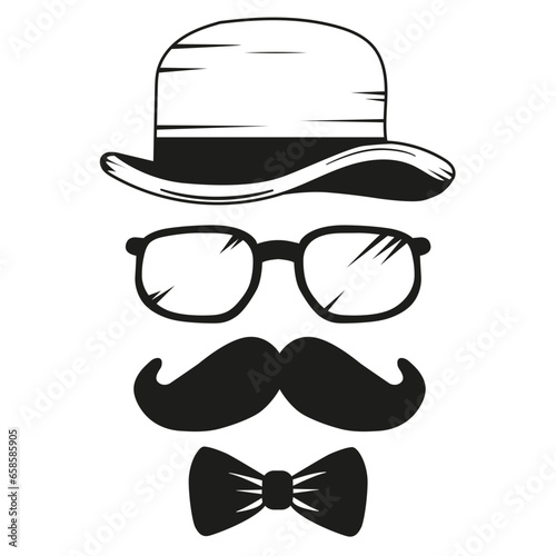 man with moustache hat sunglasses and tie, 