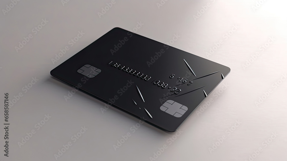 A true-to-life mockup of a credit card isolated on white background top view.