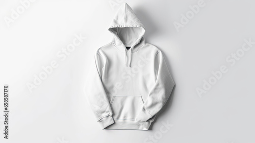 A clean mockup of a hoodie isolated on white background top view.