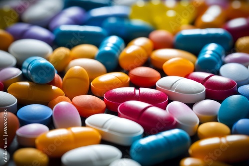 Colorful pills background. AI generated