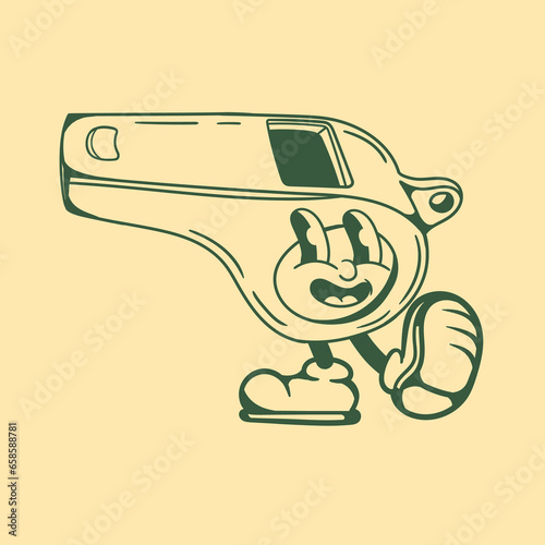 Vintage character design of a whistle