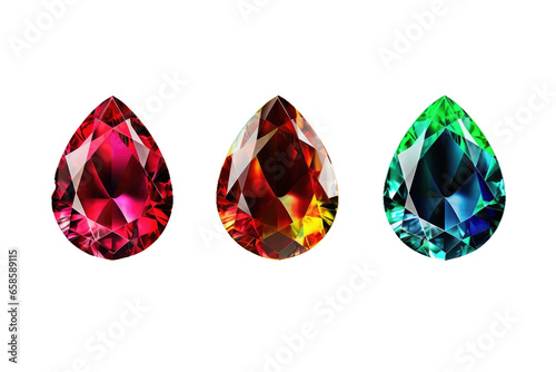 Four Unique Gems on isolated background