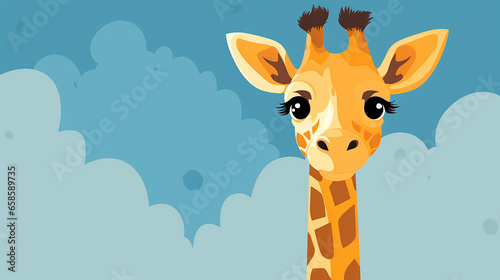 Innocent Giraffe Cub Outline