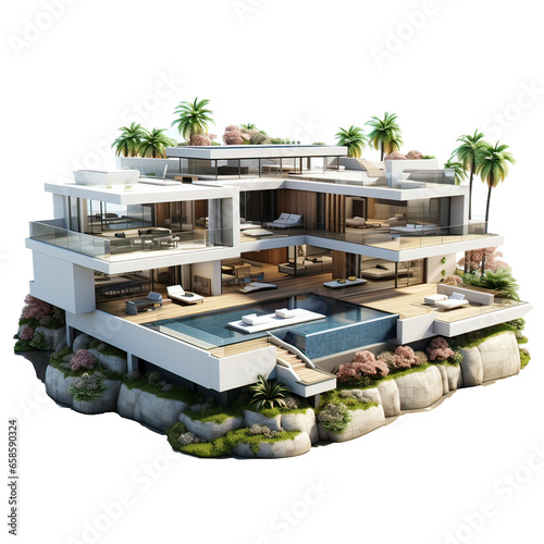 3D Modern house isolate on white background
