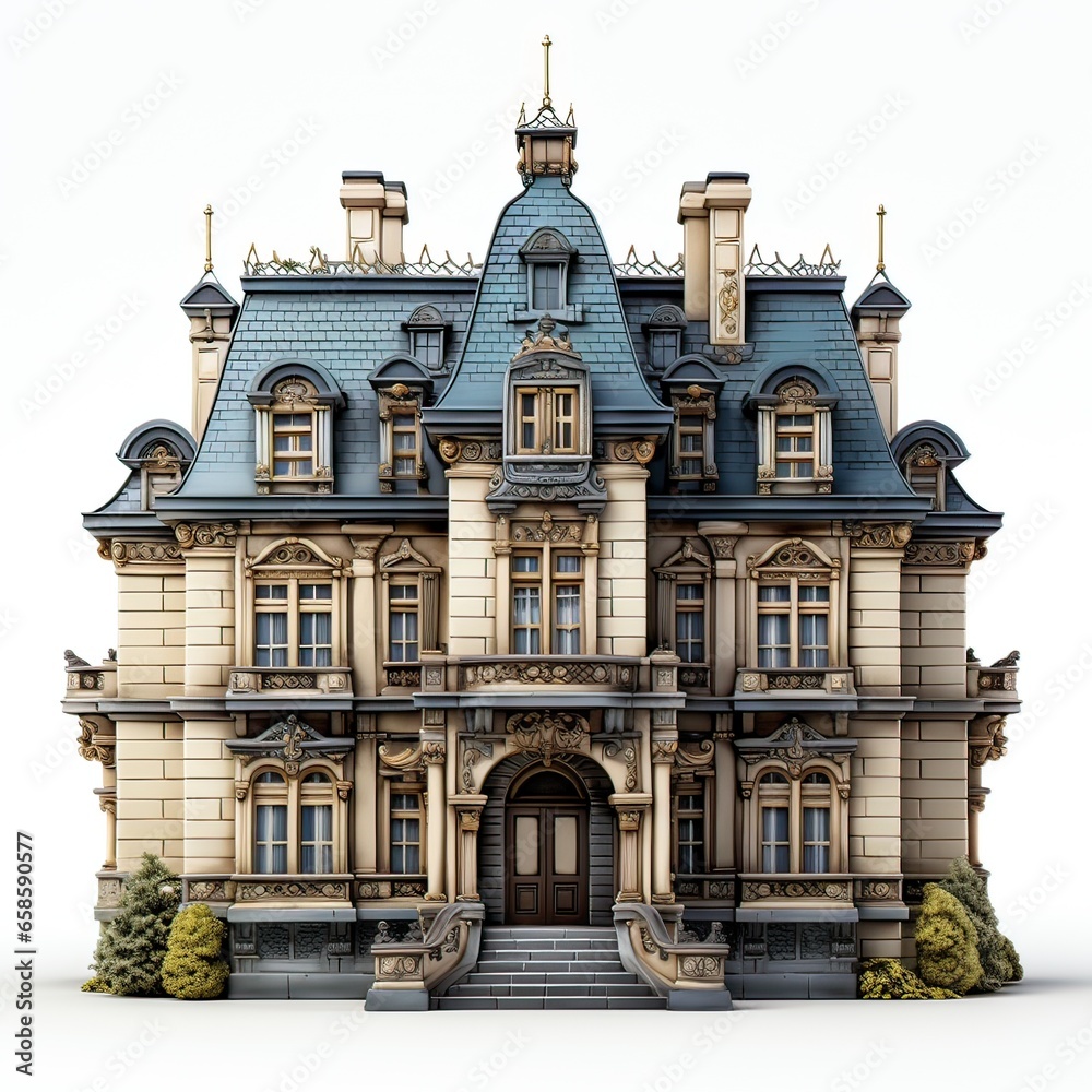 model of mansion isolate on white background