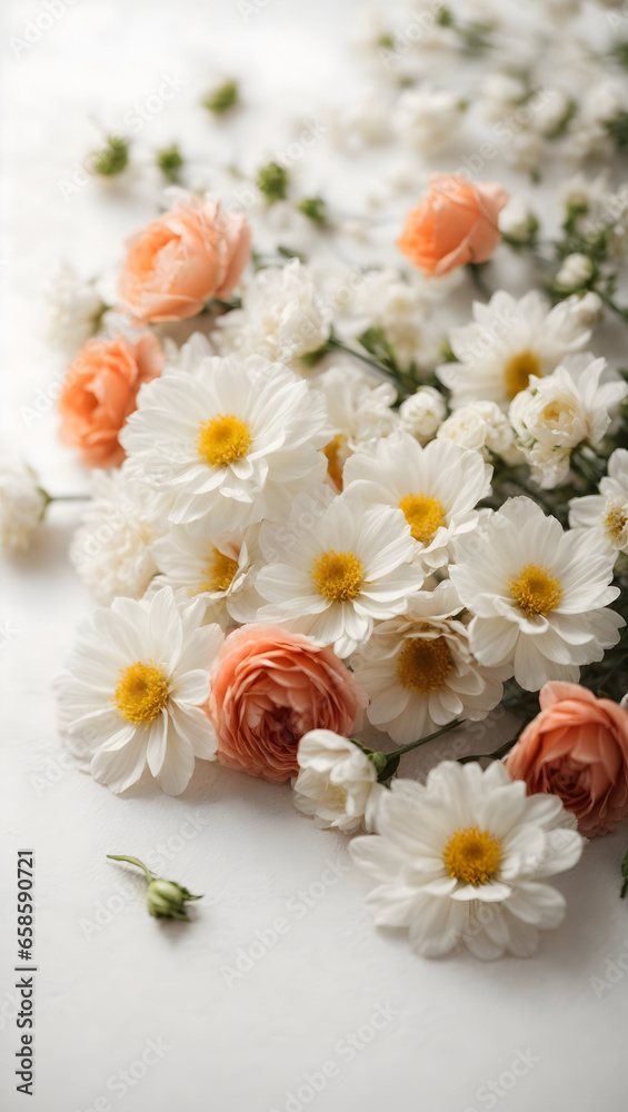 Obraz premium white flowers on a white background