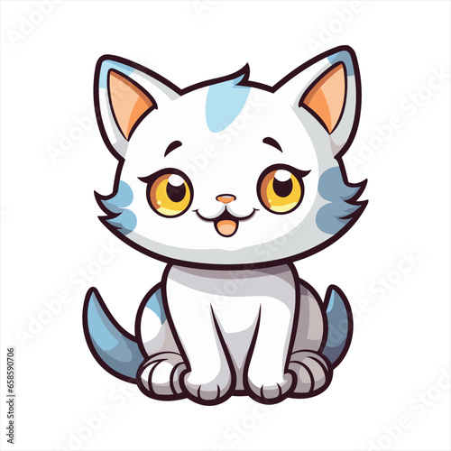 baby cat Cute Funny Cartoon Kawaii Clipart Colorful Watercolor Animal Pet Sticker Illustration