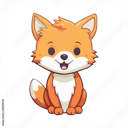 Fox Cute Funny Cartoon Kawaii Clipart Colorful Watercolor Animal Pet Sticker Illustration